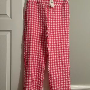 Anthropologie Pink white gingham check ankle pants